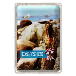 Blechschild Reise 20x30cm Ostsee Strand Steine Natur Meer Urlaub