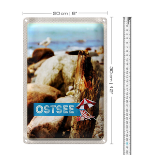 Blechschild Reise 20x30cm Ostsee Strand Steine Natur Meer Urlaub