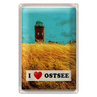 Blechschild Reise 20x30cm Ostsee Turm Natur Weide Urlaub Himmel