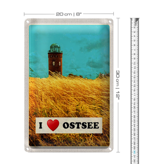 Blechschild Reise 20x30cm Ostsee Turm Natur Weide Urlaub Himmel