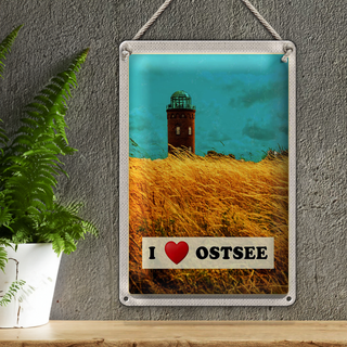 Blechschild Reise 20x30cm Ostsee Turm Natur Weide Urlaub Himmel