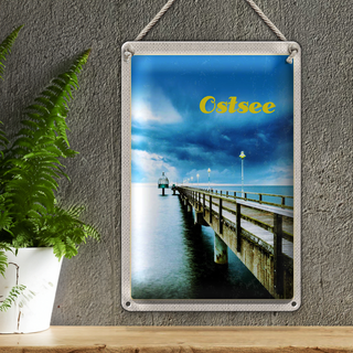 Blechschild Reise 20x30cm Ostsee Deutschland Gehweg Meer Strand
