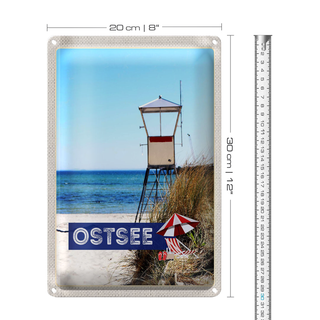 Blechschild Reise 20x30cm Ostsee Strand Deutschland Meer Urlaub