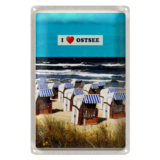 Blechschild Reise 20x30cm Ostsee Strankörbe Meer Strand Natur