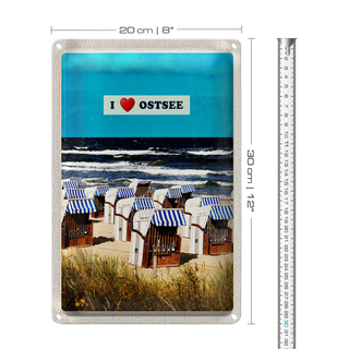 Blechschild Reise 20x30cm Ostsee Strankörbe Meer Strand Natur