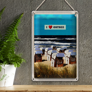 Blechschild Reise 20x30cm Ostsee Strankörbe Meer Strand Natur
