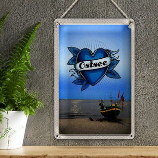 Blechschild Reise 20x30cm Ostsee Meer Boot Flagge Bootstour