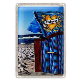 Blechschild Reise 20x30cm Ostsee blau Küste Strand
