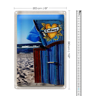 Blechschild Reise 20x30cm Ostsee blau Küste Strand