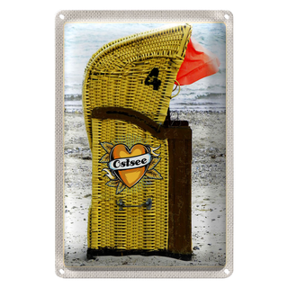 Blechschild Reise 20x30cm Ostsee gelb Küste Strand