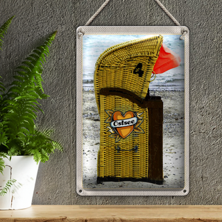 Blechschild Reise 20x30cm Ostsee gelb Küste Strand