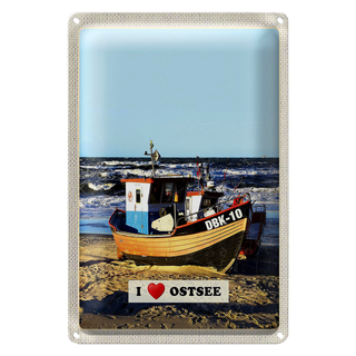 Blechschild Reise 20x30cm Ostsee Deutschland Boot Wellen Meer