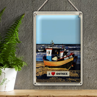 Blechschild Reise 20x30cm Ostsee Deutschland Boot Wellen Meer