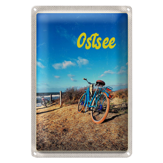 Blechschild Reise 20x30cm Ostsee Fahrradtour Meer Strand Fahrrad