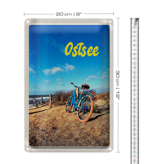 Blechschild Reise 20x30cm Ostsee Fahrradtour Meer Strand Fahrrad