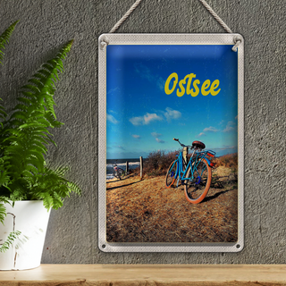 Blechschild Reise 20x30cm Ostsee Fahrradtour Meer Strand Fahrrad