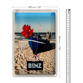 Blechschild Reise 20x30cm Binz Strand Deutschland Meer Urlaub