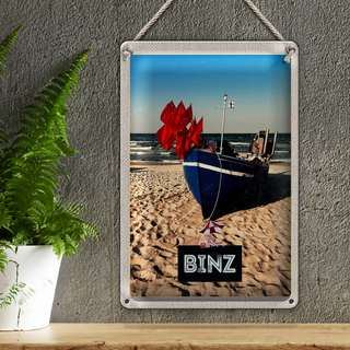 Blechschild Reise 20x30cm Binz Strand Deutschland Meer Urlaub