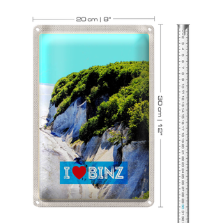 Blechschild Reise 20x30cm Binz Deutschland Natur Strand Wälder