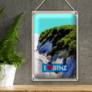 Blechschild Reise 20x30cm Binz Deutschland Natur Strand Wälder