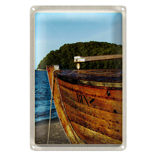 Blechschild Reise 20x30cm Binz Strand Meer Gebirge Wälder Boot