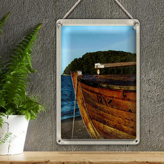 Blechschild Reise 20x30cm Binz Strand Meer Gebirge Wälder Boot