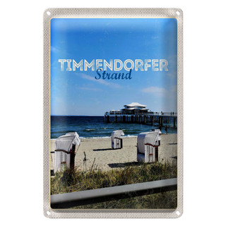 Blechschild Reise 20x30cm Timmendorfer Strand Strandkörbe Meer
