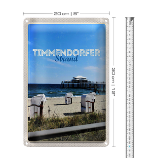 Blechschild Reise 20x30cm Timmendorfer Strand Strandkörbe Meer