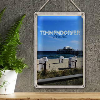 Blechschild Reise 20x30cm Timmendorfer Strand Strandkörbe Meer