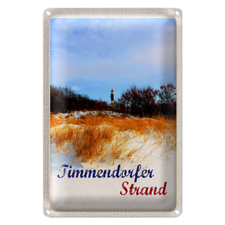 Blechschild Reise 20x30cm Timmendorfer Strand Leuchtturm rot