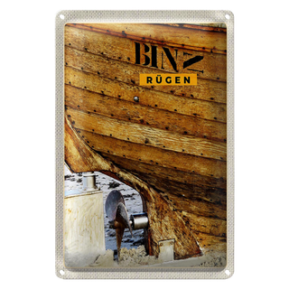 Blechschild Reise 20x30cm Binz Rügen Deutschland Boot Strand