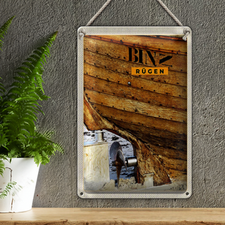 Blechschild Reise 20x30cm Binz Rügen Deutschland Boot Strand