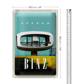 Blechschild Reise 20x30cm Seebad Binz Deutschland Glashaus