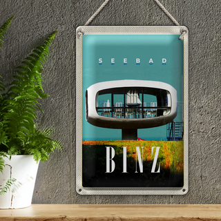 Blechschild Reise 20x30cm Seebad Binz Deutschland Glashaus