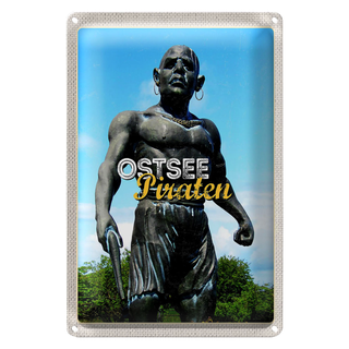 Blechschild Reise 20x30cm Ostsee Deutschland Piraten Skulptur