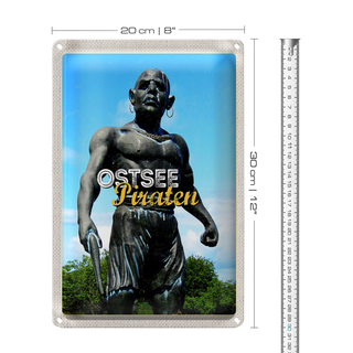 Blechschild Reise 20x30cm Ostsee Deutschland Piraten Skulptur