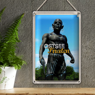 Blechschild Reise 20x30cm Ostsee Deutschland Piraten Skulptur