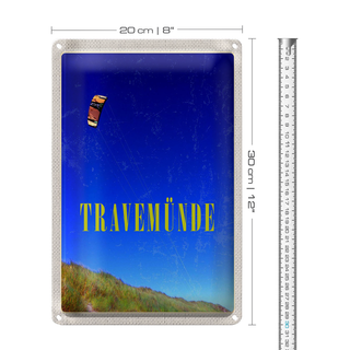 Blechschild Reise 20x30cm Travemünde Weide Natur Wiese Drachen