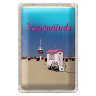 Blechschild Reise 20x30cm Travenmünde Strand Strankörbe