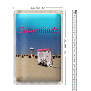 Blechschild Reise 20x30cm Travenmünde Strand Strankörbe