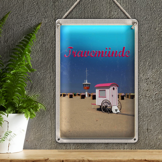 Blechschild Reise 20x30cm Travenmünde Strand Strankörbe