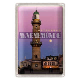 Blechschild Reise 20x30cm Travenmünde Strand Leuchtturm Urlaub