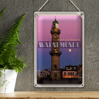 Blechschild Reise 20x30cm Travenmünde Strand Leuchtturm Urlaub