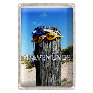 Blechschild Reise 20x30cm Travenmüde Schwimmbrille Schnuller