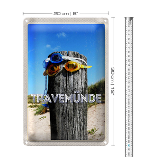 Blechschild Reise 20x30cm Travenmüde Schwimmbrille Schnuller