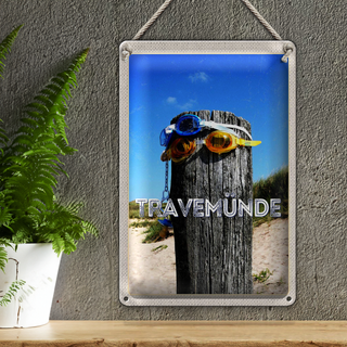 Blechschild Reise 20x30cm Travenmüde Schwimmbrille Schnuller