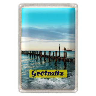 Blechschild Reise 20x30cm Grötmitz Meer Strand Urlaub Wellen