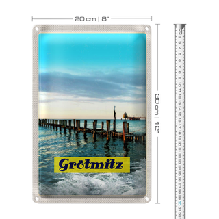 Blechschild Reise 20x30cm Grötmitz Meer Strand Urlaub Wellen
