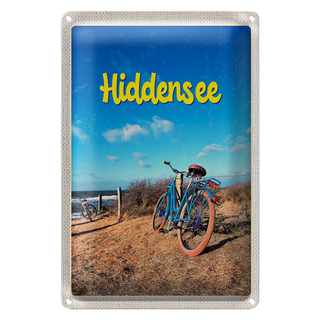 Blechschild Reise 20x30cm Hiddensee Fahrrad Strand Meer Urlaub