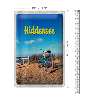 Blechschild Reise 20x30cm Hiddensee Fahrrad Strand Meer Urlaub
